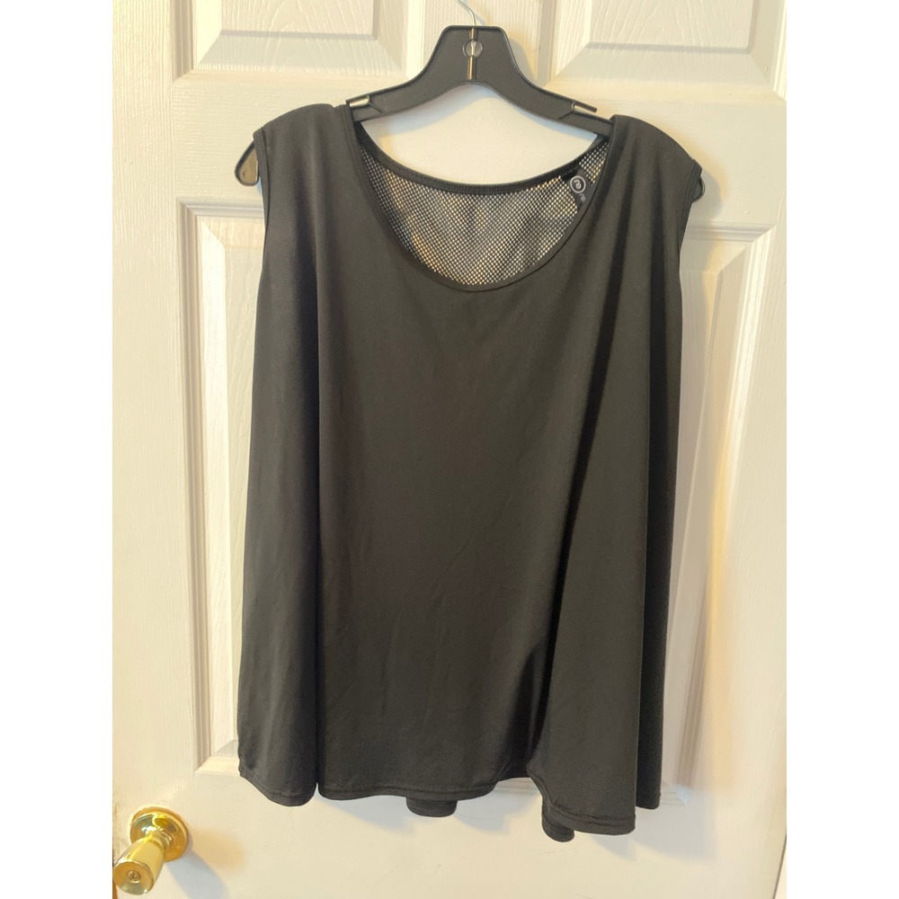 Real Essentials Womens BlackMesh BackActive Tank TopPlus Size 3X Pleated Workout